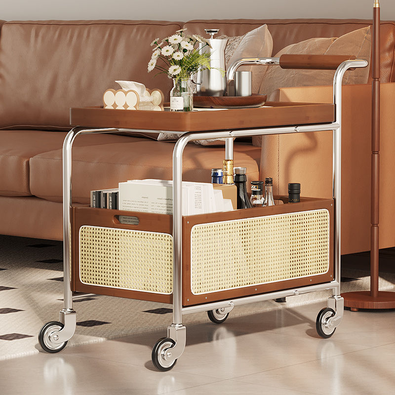 中古可移动茶几果盘客厅家用多功能小推车沙发边几卧室零食收纳架