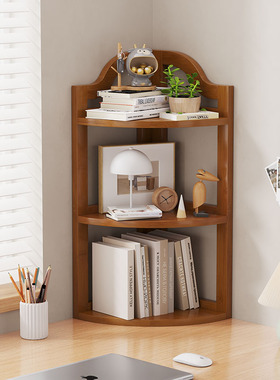 桌面上简易转角置物架书桌子拐角书架儿童办公室工位小型收纳书柜