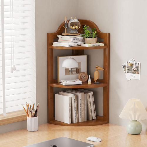 桌面上简易转角置物架书桌子拐角书架儿童办公室工位小型收纳书柜