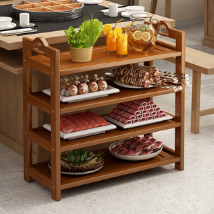 菜架火锅店专用厨房放菜品层架商用饭店摆蔬菜盘楠竹多层置物架子