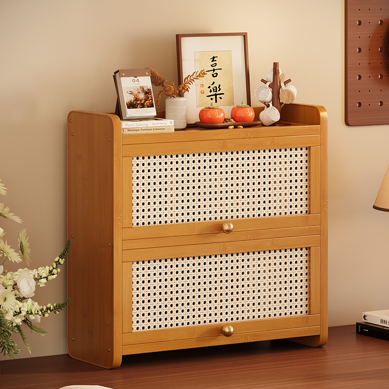 日式简约餐边柜桌面收纳柜杯柜碗柜带门防尘餐桌收纳架台面置物架