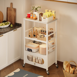 不锈钢厨房多功能置物架落地式电器架子小推车蔬菜收纳调料品架柜