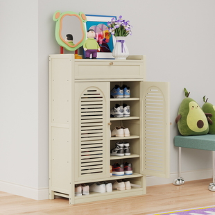 鞋柜家用门口收纳柜多层简易一体靠墙轻奢高级感阳台玄关置物柜子