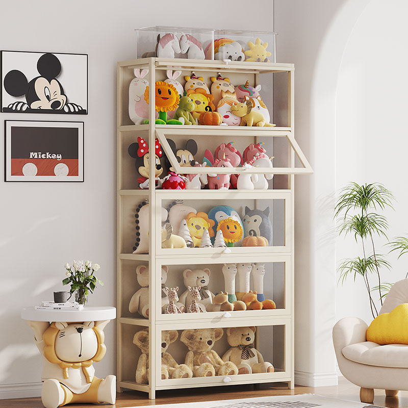 多层透明门收纳柜家用简易