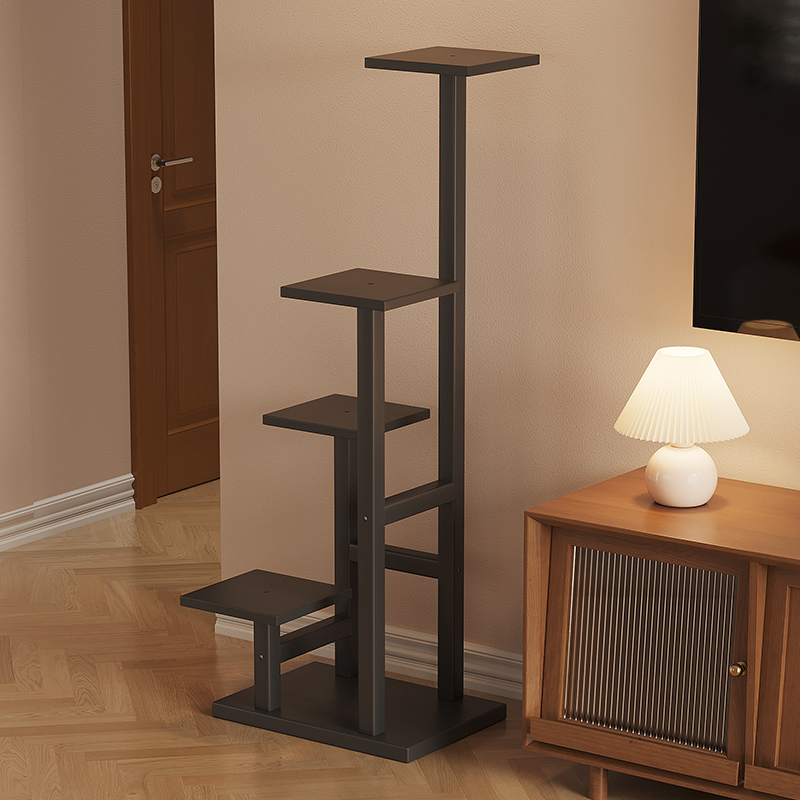 客厅多功能落地式花架阶梯式多层植物花盆架带轮移动阳台楠竹托架