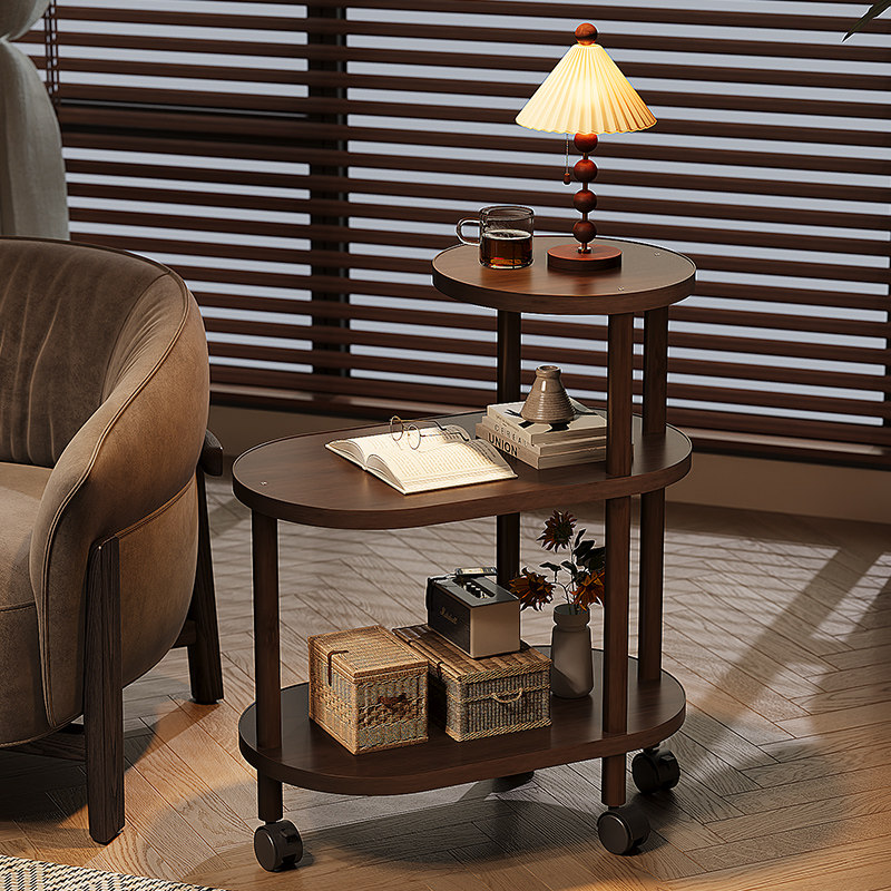 客厅茶几圆形简约小推车小户型茶桌移动边几沙发边柜可移动中古风,住宅家具,茶几,淘宝优惠券,粉丝福利购,淘宝优惠卷
