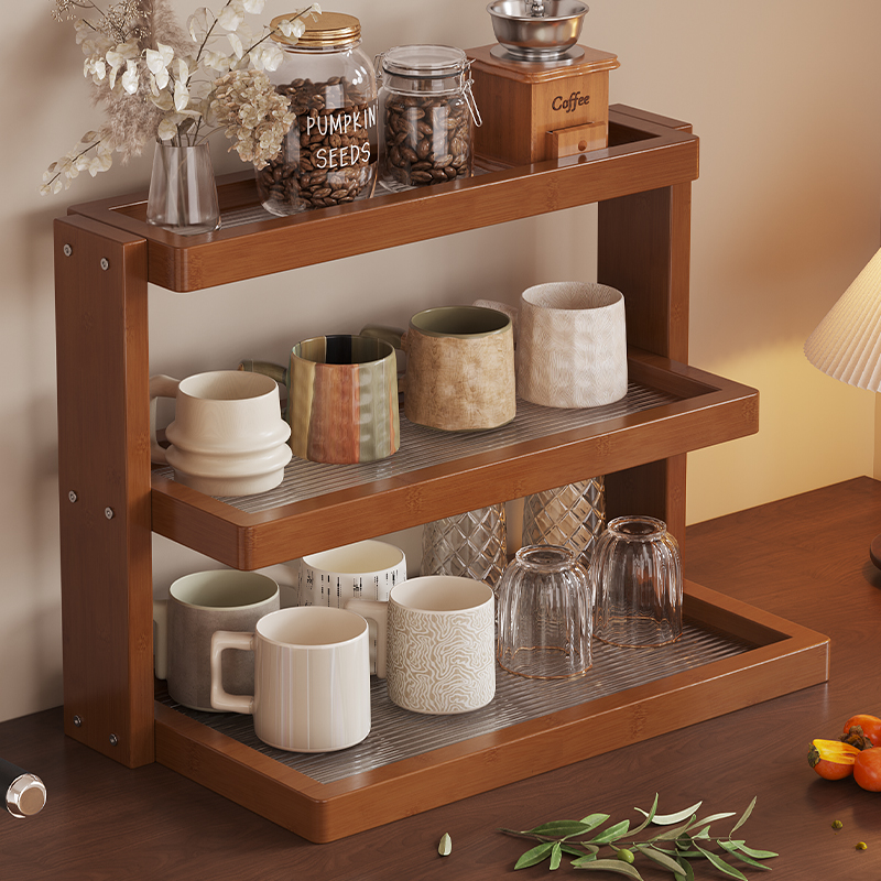 中式台面茶杯架多层收纳