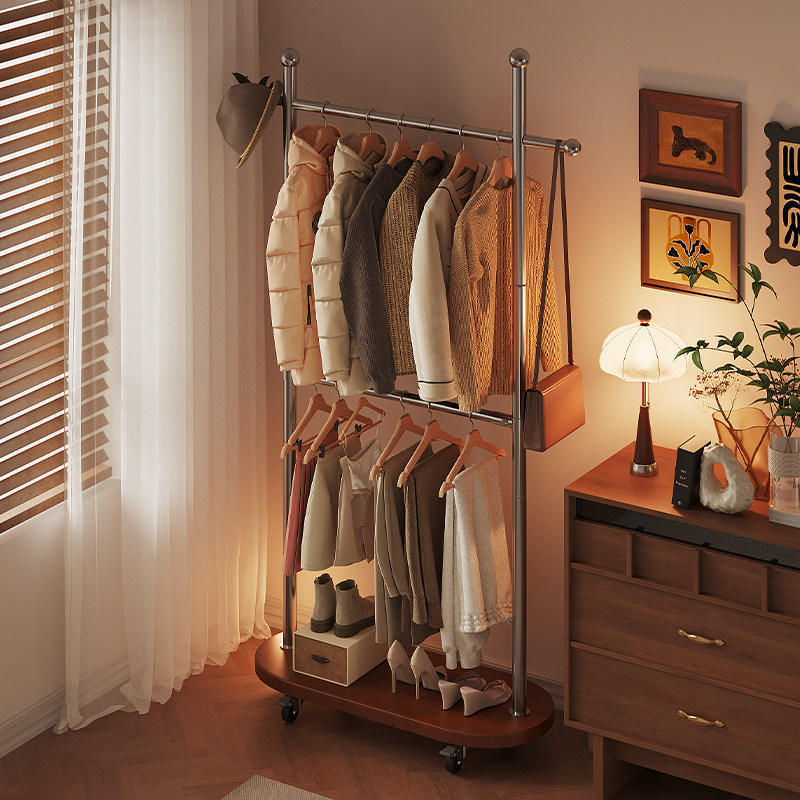 衣帽架可移动挂衣架卧室落地立式床尾晚上放衣服神器次净衣架新款