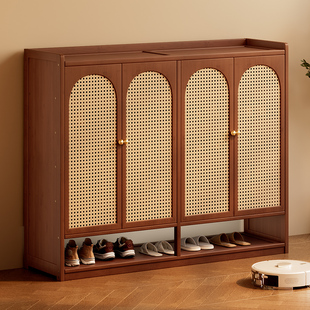 中古风鞋柜家用室内收纳柜一体靠墙门外走廊用过道电梯口收纳神器