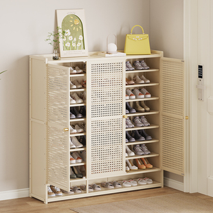 室内靠墙门边鞋柜大容量白色多层鞋架家用门口小户型玄关一体柜子