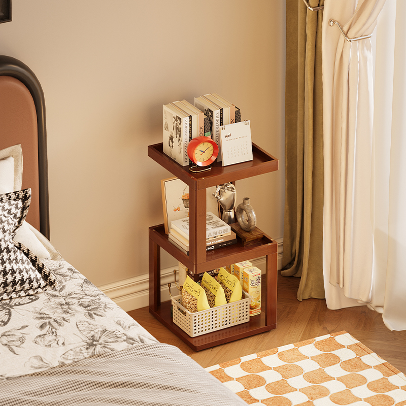 多功能置物架床头收纳架茶色稳固承重书架家用客厅多层创意陈列架