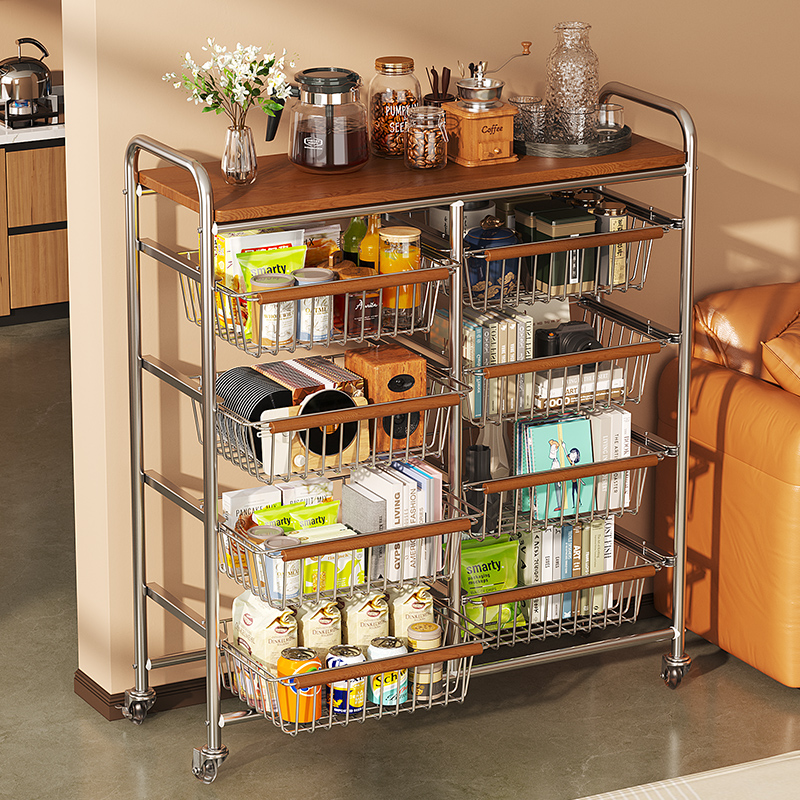 小推车置物架客厅带轮茶几移动