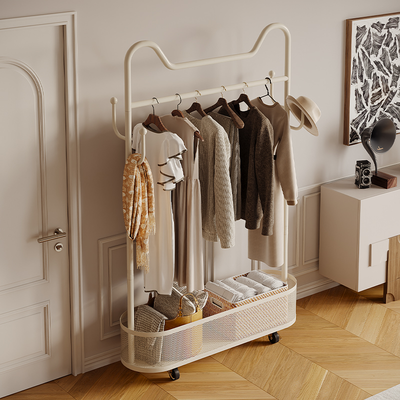 卧室落地置物挂衣架子收纳衣帽架立式房间放衣服神器卧室加粗加厚