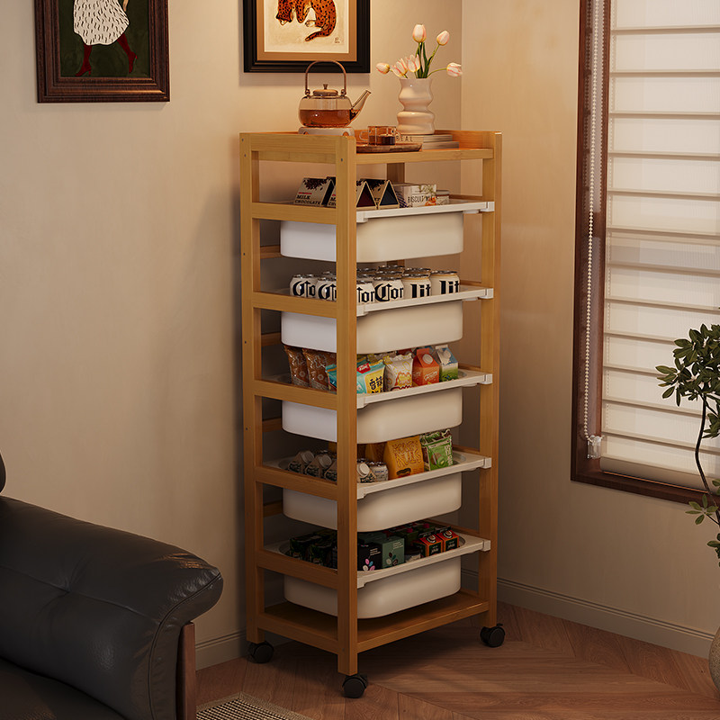 多层收纳架落地式手推车厨房落地置物架带轮可移动多功能储物架子