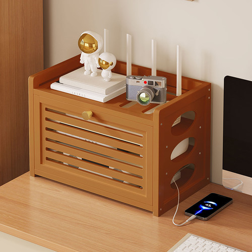 路由器收纳盒高颜值免打孔无线wifi电视机机顶盒置物架光猫放置架