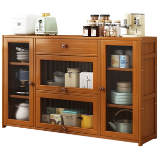 厨房置物架微波炉落地楠竹家用多功能分层储物柜多层收纳调料碗架