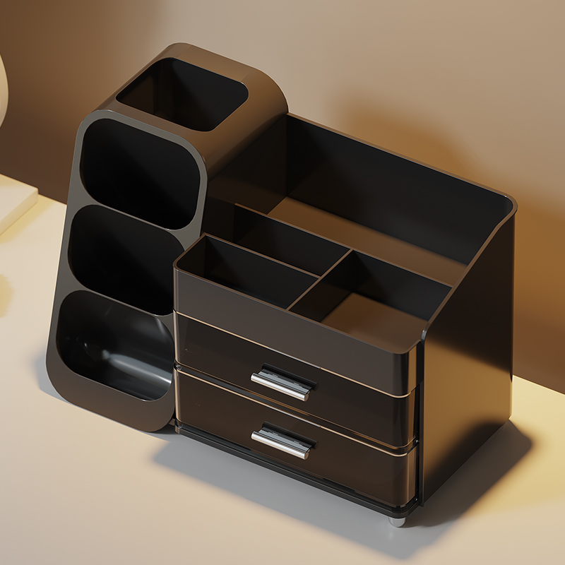 化妆品收纳盒桌面高级感梳妆台口红眉笔整理箱大容量护肤品置物架