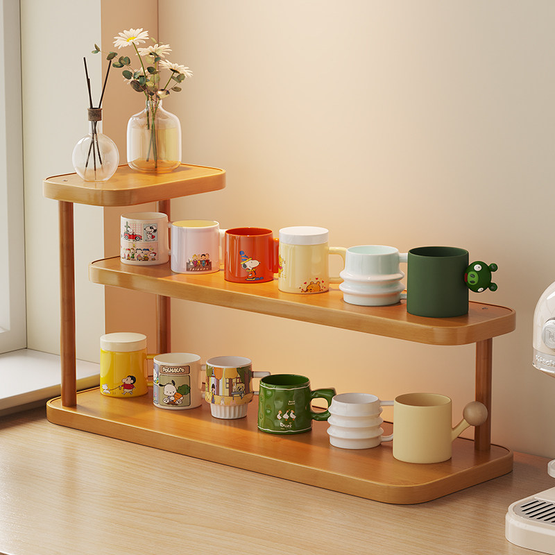桌面办公室置物架杯子收纳架多层咖啡杯展示架餐桌台面杯架整理架