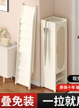 入户门鞋架子家用门口多层折叠鞋柜带门白色楼道走廊用小窄免安装