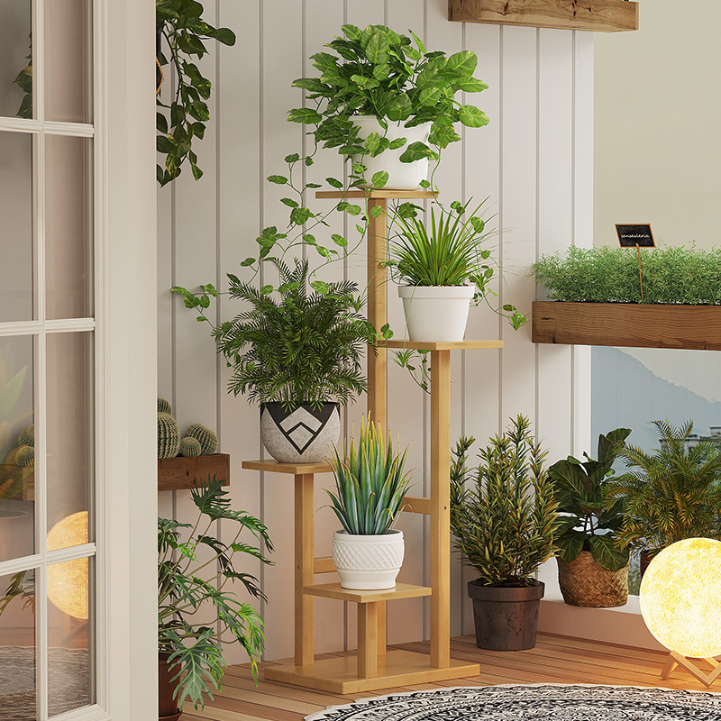 简约多层落地式花架原带轮