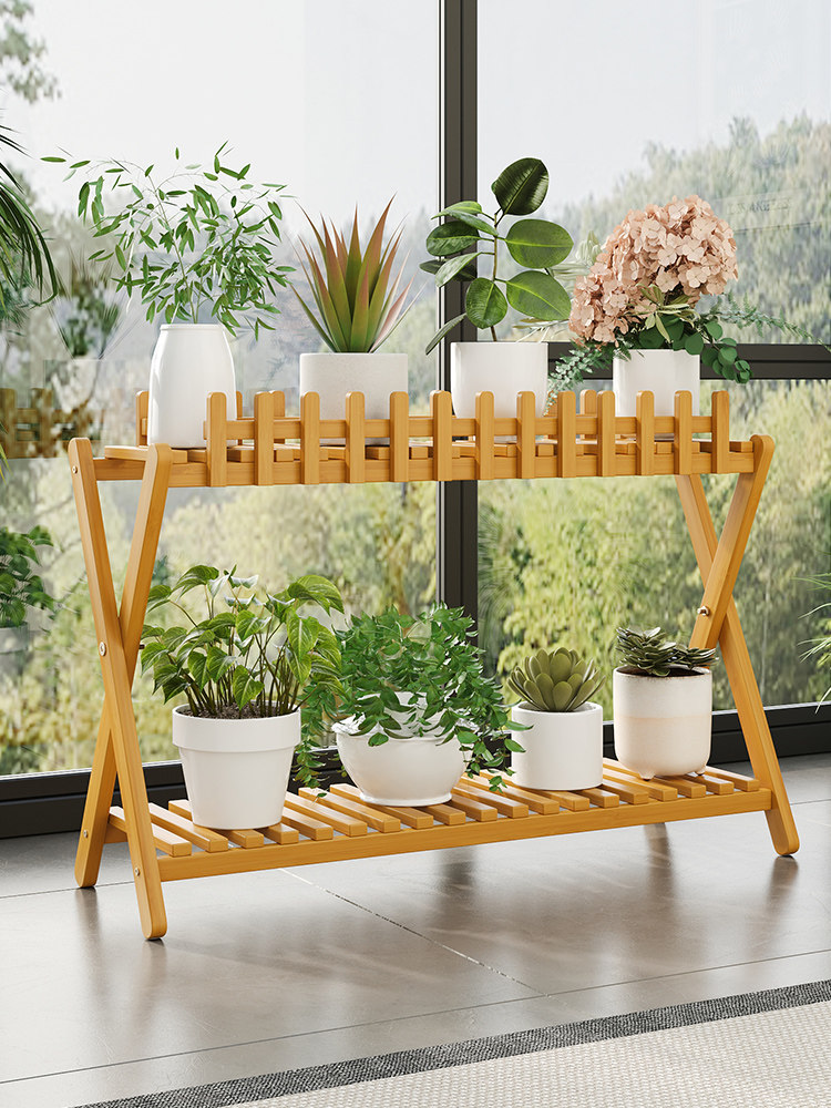 小型花架桌面多层室内创意ins风绿植盆栽架客厅摆件楠竹简约现代