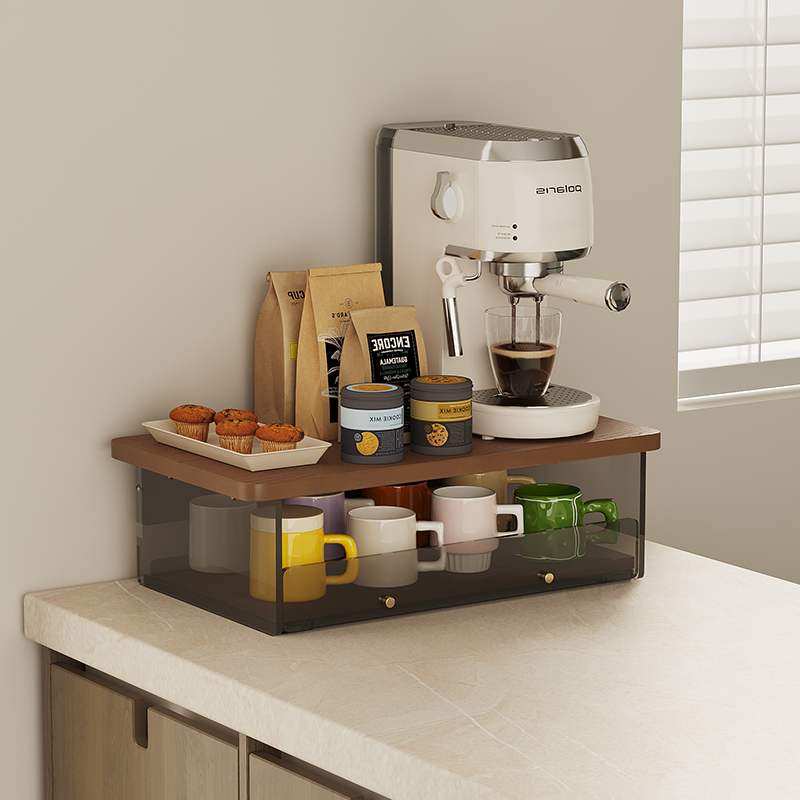 厨房置物柜桌上餐柜咖啡机收纳柜水杯水吧台2025新款轻奢高级感