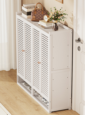 鞋柜家用门口外新款2025爆款楼道多层白色走廊鞋架子入户室内竹窄