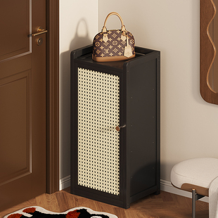 家用门口鞋柜迷你单门鞋架小户型出租房用入户简易黑色靠墙置物架