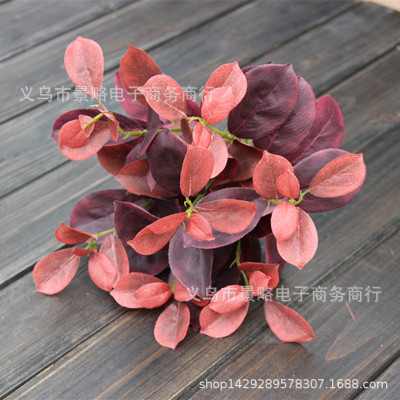 精品仿真叶子玉兰叶植物墙配材橡树叶绿景工程装饰苹果叶厂家