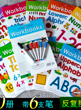 英文描红本 反复擦写数字单词字母英语练习册wipe clean Workbook
