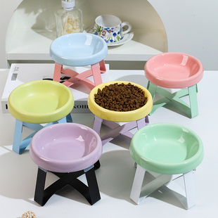 日本pecolo宠物碗猫碗陶瓷套装猫咪碗猫盆高脚狗碗保护颈椎易清洗