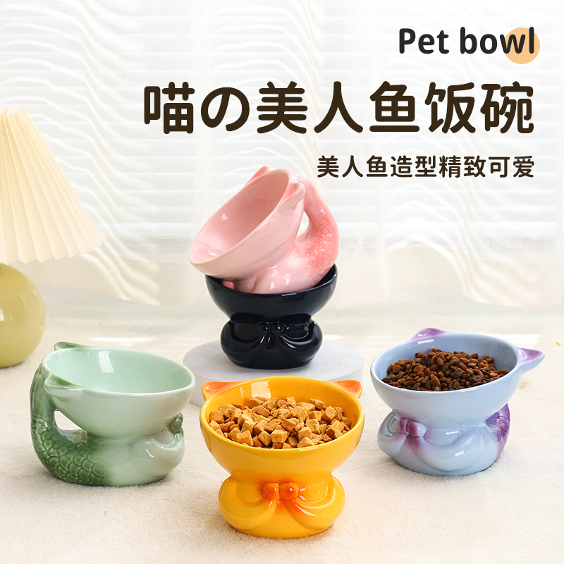猫陶瓷黑色碗宠物碗可汪可咪