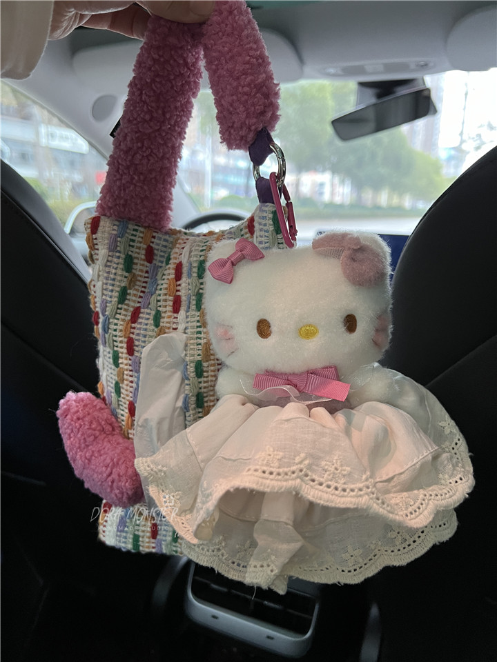 大脸猫小仙女车载纸巾盒汽车纸巾袋挂式车用纸抽盒车内饰新车礼物