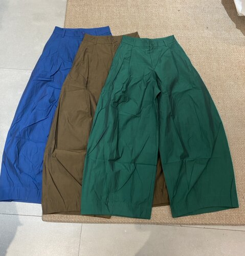 DY2878夏季2026定染匹马棉纯色新款高腰阔腿挺阔休闲弯刀十分裤