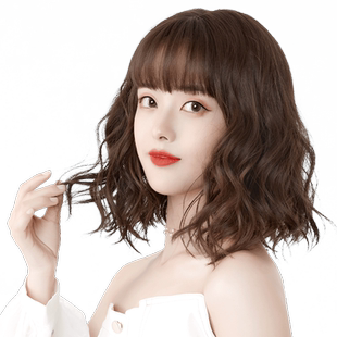 假发女短发羊毛卷全头套短卷发水波纹仿真人发丝自然中长齐肩头发