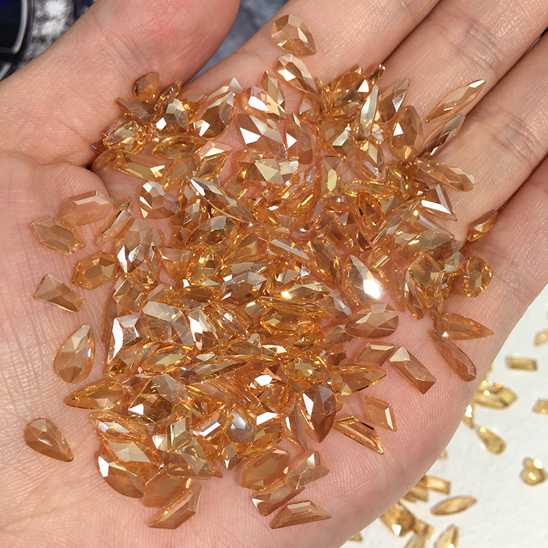 DANA新款平底异形美甲冰透金香槟网红爆款2件包邮30颗裸钻指尖钻