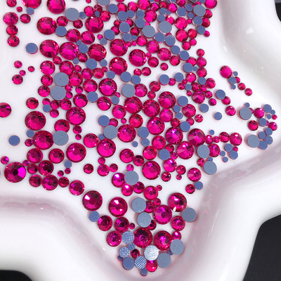 烫钻胶底桃红美甲钻饰圆形玻璃钻
