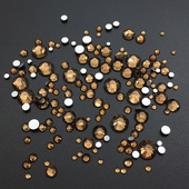 DANA平底圆形水钻烟黄色美甲指甲饰品汽车手机壳贴钻玻璃水钻混合