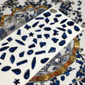 墨兰色网红爆款 2件 包邮 DANA30颗 平底异形贴片美甲指尖饰品混装 钻