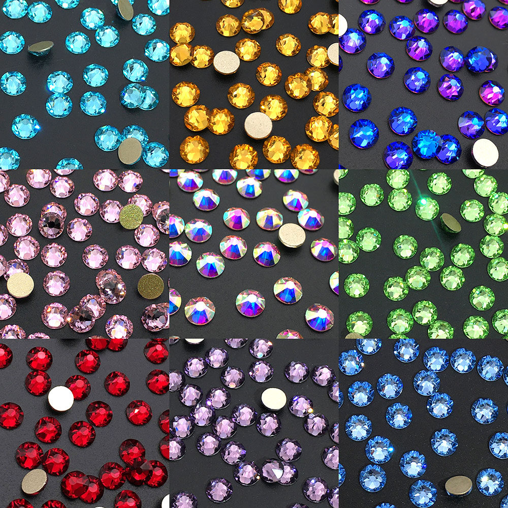 DANA平底圆形金底8大8小太阳花切面美甲钻DIY饰品5.0mm特级钻整包