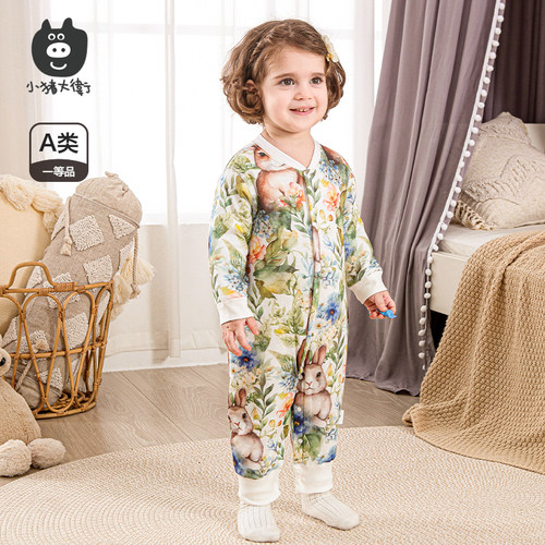 小猪大卫中开保暖连体衣