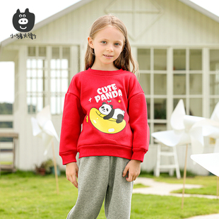 小猪大卫秋冬加绒卫衣卫裤 子外出服 男女宝宝可爱圆领套头上衣裤