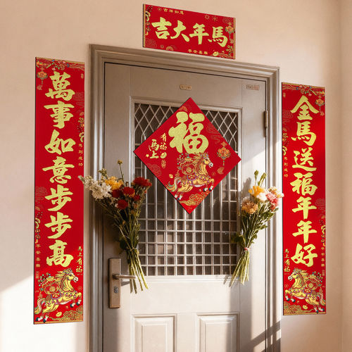 自带背胶，绒布对联，盒装，送福字