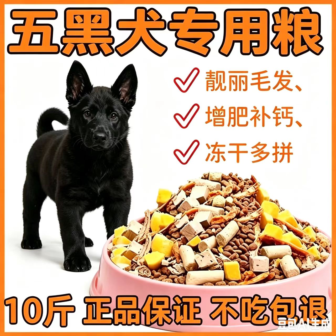 五黑犬专用狗粮大包装40斤装成犬幼犬粮通用型二三滋满月后