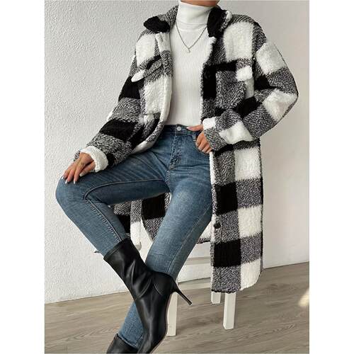 G 15601 Long Fur Belted Coat 加长仿皮草大衣