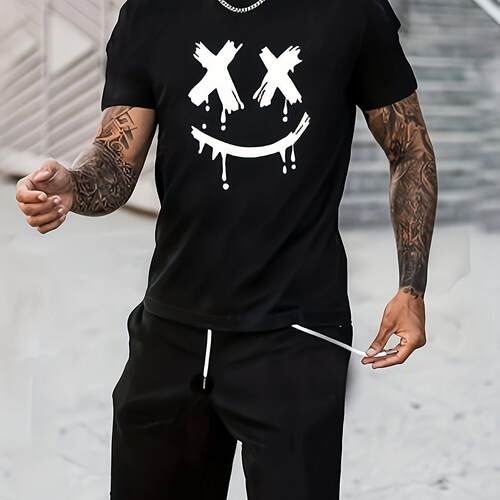 B 17661 3D Print T-Shirt Shorts Set 印花短袖短裤套装