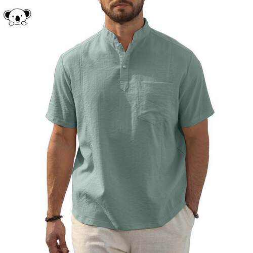 Y 31343 Men Hot Days Henley Shirt Casual Beach休闲亨利衫