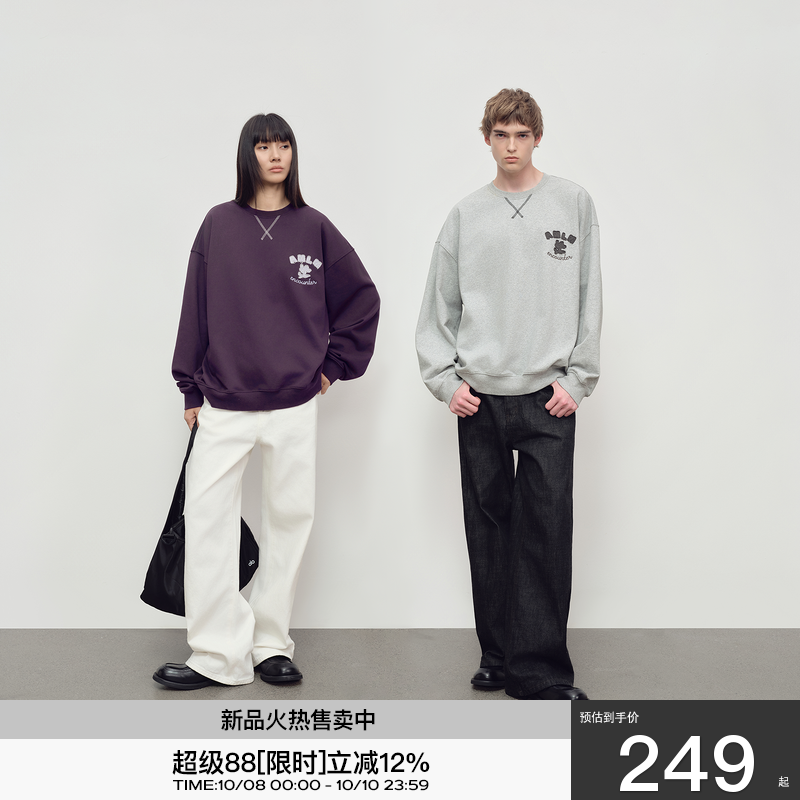 AMLM贴布绣花朵卫衣男女上衣