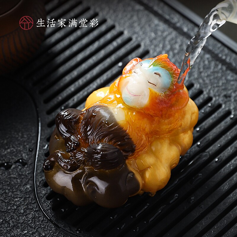 创意茶宠孙悟空筋斗云变色猴子摆件茶玩趣玩茶桌小配件茶盘装饰品