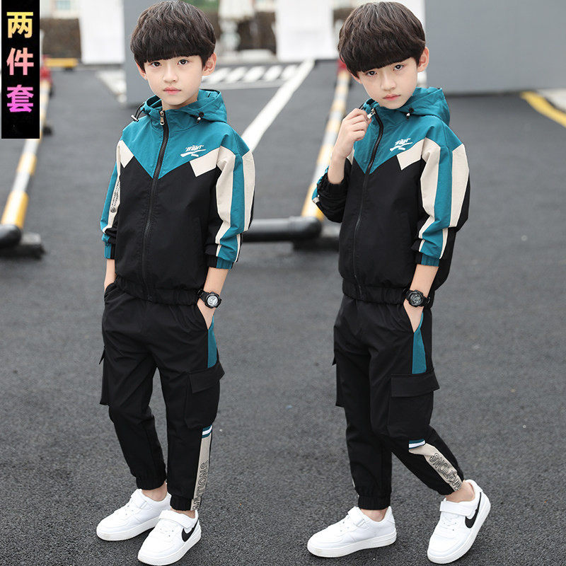 NK奥莱旗舰店儿童装男童运动套装2026春秋中大童外套休闲服两件套